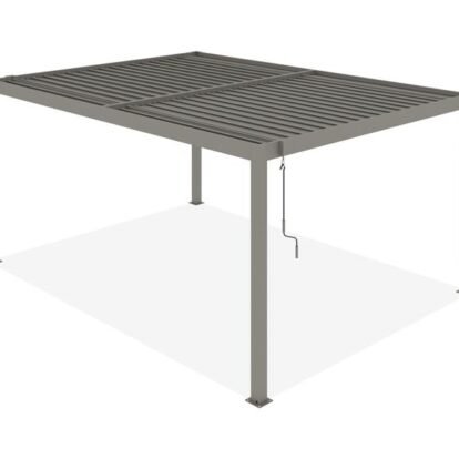 Pergola in alluminio 4x3m lamelle regolabili, ventilazione e protezione solare, taupe Piana