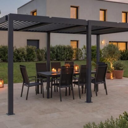 Pergola Bioclimatica 5x3 Autoportante Agosta Alluminio grigio