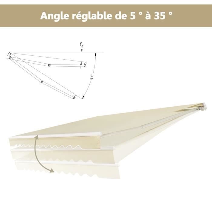COSTWAY Tenda da Sole Manuale da Balcone 3,6 x 3 m con Tessuto Resistente ai Raggi UV e all'Acqua, Telaio in Alluminio, Angolo Regolabile 5-35° Beige