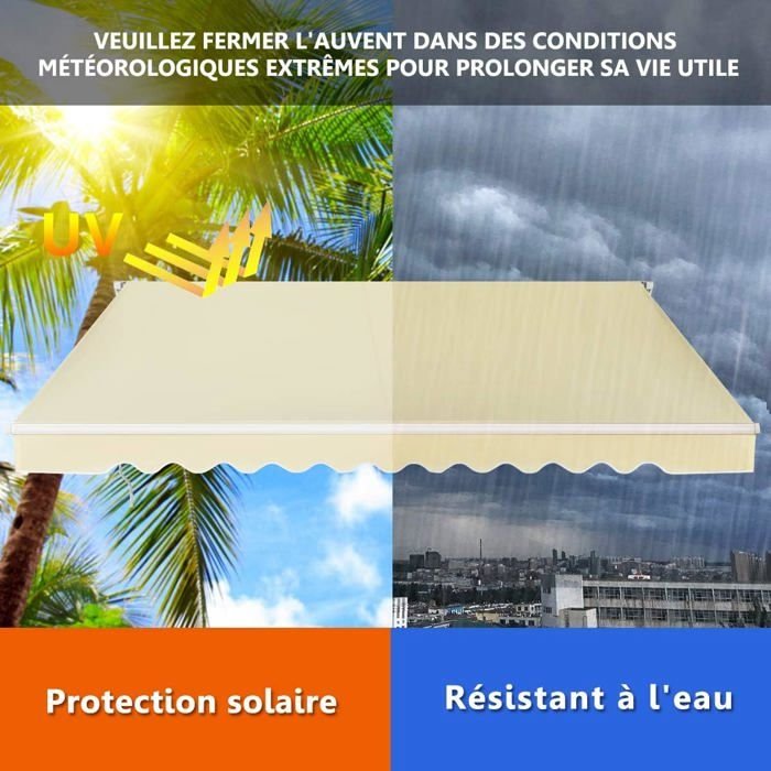 COSTWAY Tenda da Sole Manuale da Balcone 3,6 x 3 m con Tessuto Resistente ai Raggi UV e all'Acqua, Telaio in Alluminio, Angolo Regolabile 5-35° Beige - immagine 5