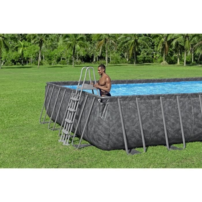 Kit piscina tubolare fuori terra BESTWAY APX 365 - 956 x 488 x 132 cm - Rettangolare (filtro a sabbia, 500g poliesfera, scala, copertura) - immagine 5