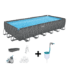 BESTWAY - APX 365™ Set Piscina Fuoriterra - 732 x 366 x 132 cm - Rettangolare (Filtro a Sabbia, 250 g Polysphere) + Skimmer