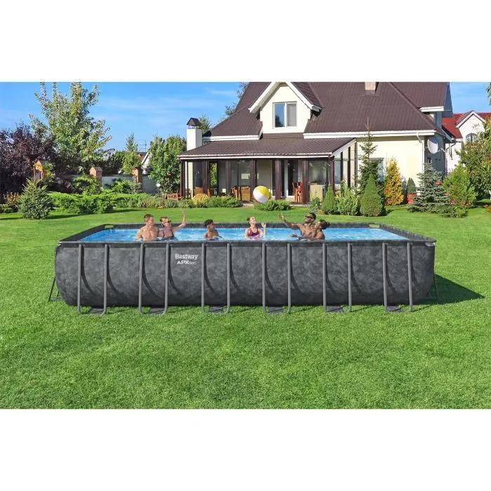 BESTWAY - APX 365™ Set Piscina Fuoriterra - 732 x 366 x 132 cm - Rettangolare (Filtro a Sabbia, 250 g Polysphere) + Skimmer - immagine 2