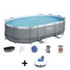 Set piscina BESTWAY Power Steel™ fuori terra - 488 x 305 x 107 cm - Ovale + Robot aspirapolvere Frisbee