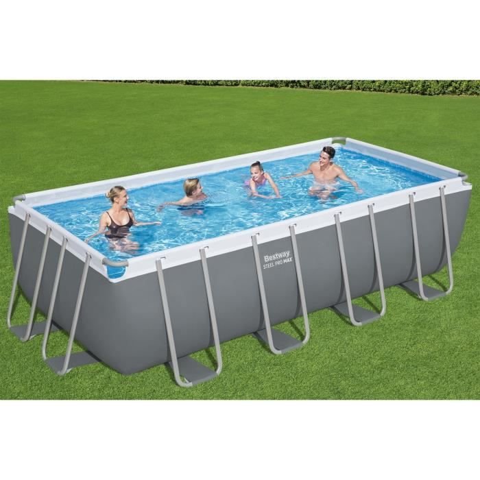 Set piscina fuori terra BESTWAY Steel Pro Max™ - 488 x 244 x 122 cm - Rettangolare (filtro a sabbia, scala, copertura) - immagine 2