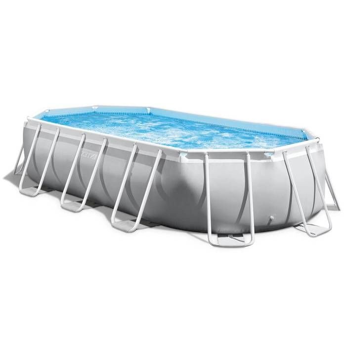 INTEX Piscina Ovale Fuori Terra Prism Frame – 503 x 274 x 122 cm – (Pompa, Copertura, Tappeto di Fondo e Scaletta) – 26796NP