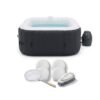 SUNSPA Set Completo: Idromassaggio Gonfiabile Quadrato 6 Persone + Accessori (4 Poggiatesta, Filtro, Rete, Spazzola, Tappeto, Copertura)