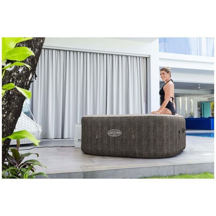 BESTWAY Lay-Z-Spa Cabo Vasca Idromassaggio Gonfiabile Quadrata 4-6 Persone - 180x180x71 cm - Aspetto Rattan Intrecciato - immagine 3