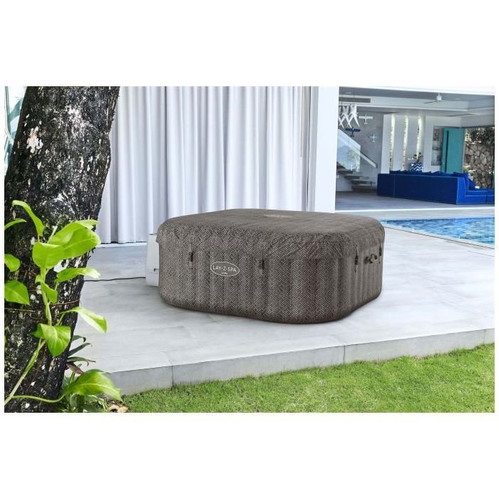 BESTWAY Lay-Z-Spa Cabo Vasca Idromassaggio Gonfiabile Quadrata 4-6 Persone - 180x180x71 cm - Aspetto Rattan Intrecciato - immagine 6
