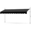 Tenda Parasole Manuale - RELAX4LIFE - Tettoia Retrattile Resistente ai Raggi UV - Altezza e Angolo Regolabili - Senza Perforazione - 4x1,8 M - Nero