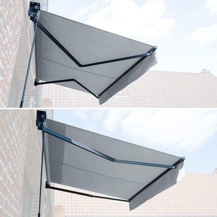 Tenda da sole SAULE 3,5 × 3m - Tessuto grigio e struttura grigia - immagine 3
