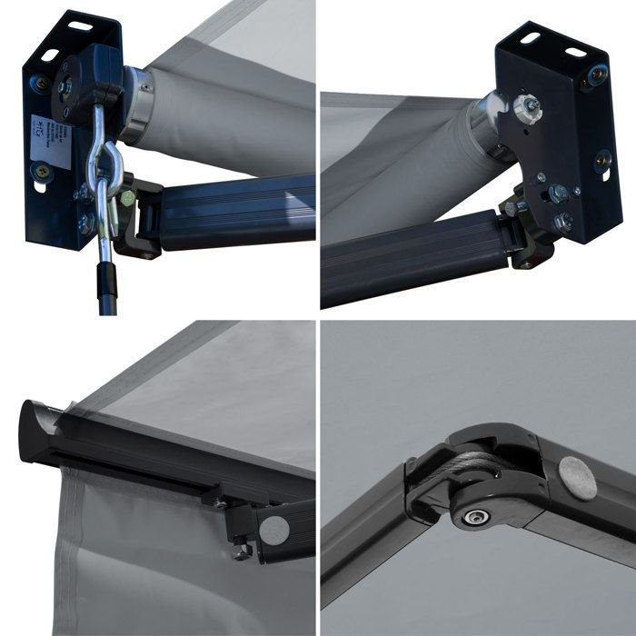 Tenda da sole SAULE 3,5 × 3m - Tessuto grigio e struttura grigia - immagine 4