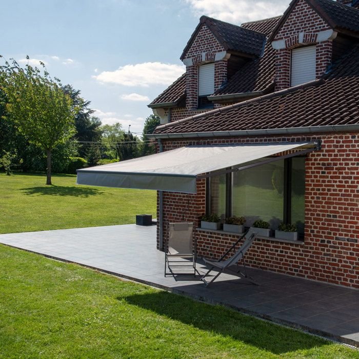 Tenda da sole SAULE 3,5 × 3m - Tessuto grigio e struttura grigia - immagine 6