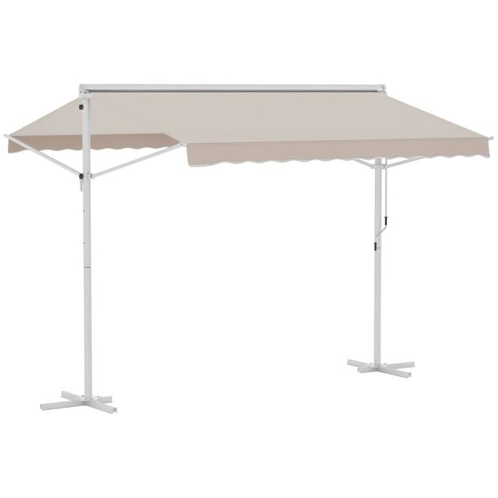Tenda Laterale Doppia - Outsunny - 3x3 m retrattile manuale inclinazione regolabile resistente ai raggi UV - Acciaio - Beige