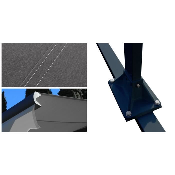 Tenda da sole a doppio braccio motorizzata 4x2x3 m - Tessuto grigio e struttura grigio antracite testurizzata - GARDEN OMBRAZUR - immagine 5